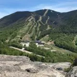 view of mountain with multiple paths going down