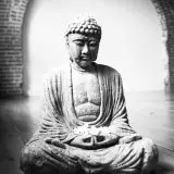 black and white buddha statue